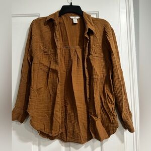 X-small H&M deep orange long sleeve flannel